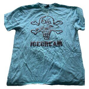 Vintage Ice Cream Swirl Tee Men’s Short Sleeve Shirt Size XL Blue Teal Graphic